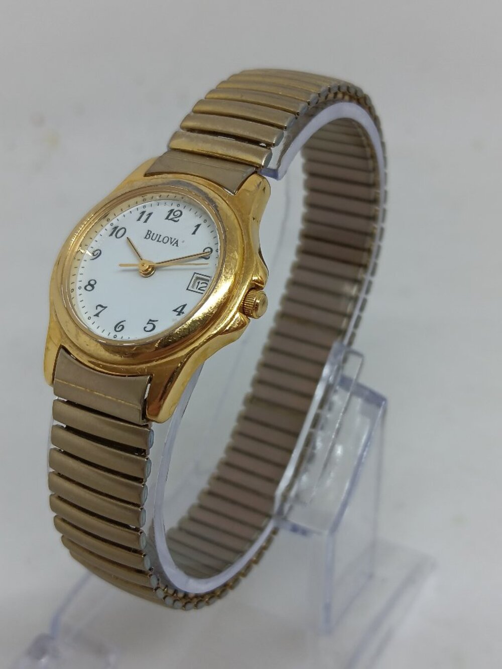 VINTAGE 1998 Bulova 97M39 Women's 24mm Gold Tone Japanese Quartz Watch NEW BATT